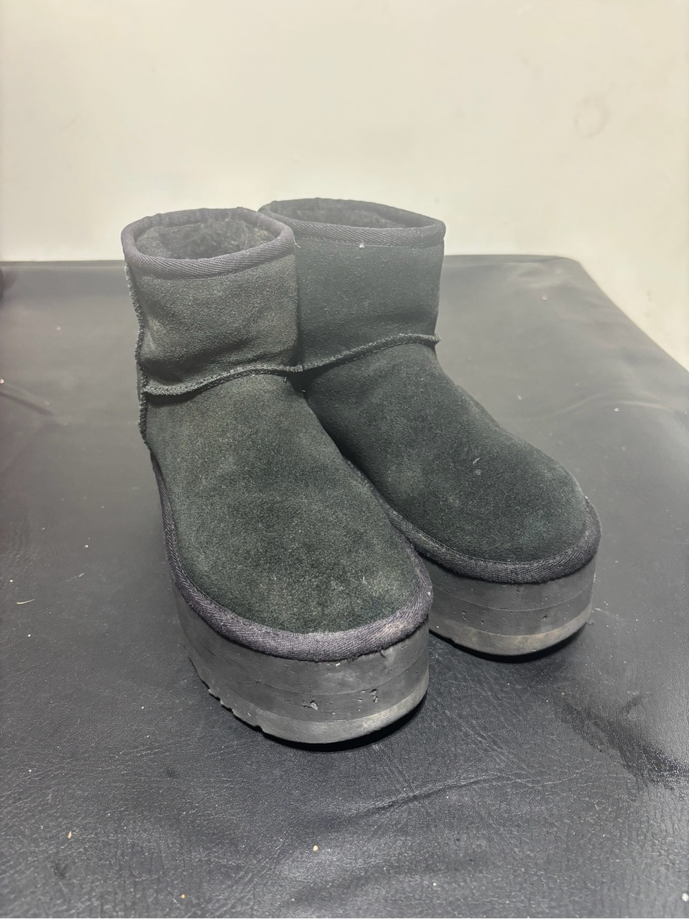 UGG Black Suede Shearling Ankle Boot